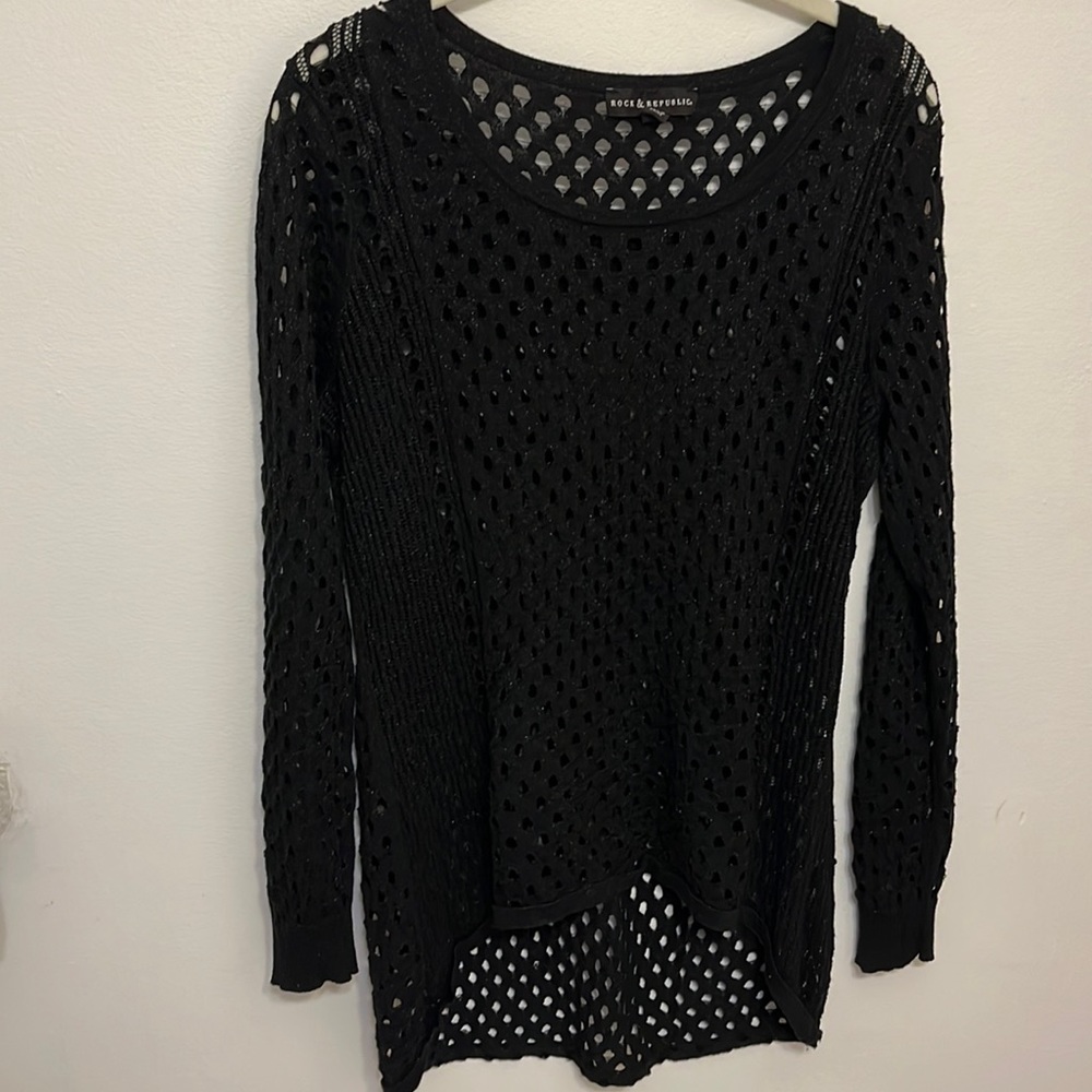 Open Weave Black Sweater By Rock&Republic *EUC*